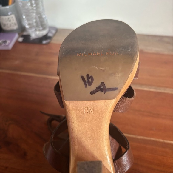 Michael Kors Carla Gladiator Wood Platform Heels Y2K Size 8 - Picture 6 of 6